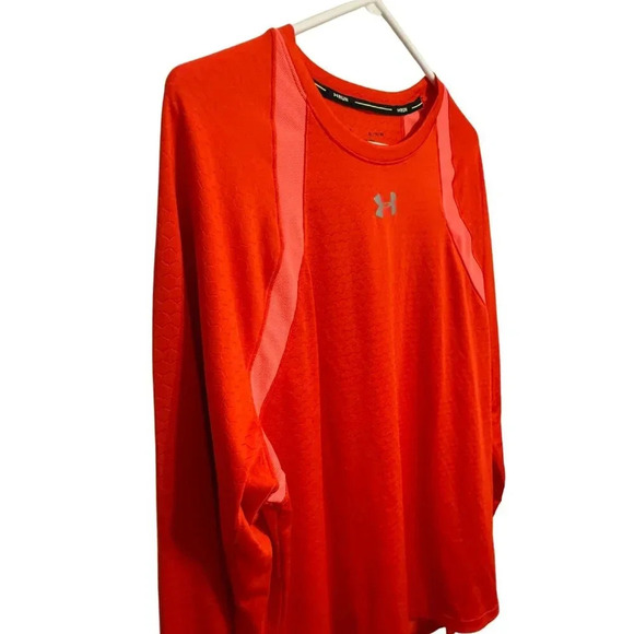 Under Armour Mens Sports Shirt -‎ HexDelta HeatGear - Tomato Red - Size XL - Picture 4 of 9